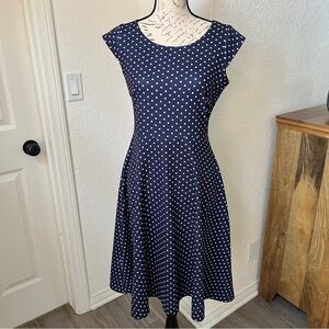 Navy Polka Dot Midi Dress